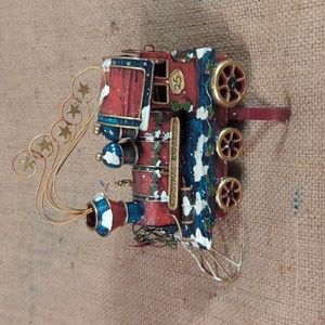 Christmas Express Train Engine Stocking Holder Hanger Locomotive Metal Vintage